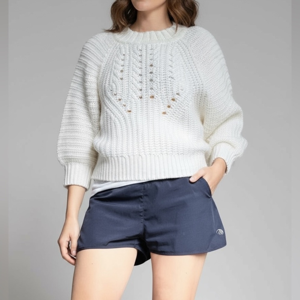 EXPRESS Chunky Knit Romantic Balloon Sleeve Pullover Sweater Top S